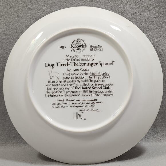1987 "Dog Tired-The Springer Spaniel" 8.5" Collector Decorator Plate Lynn Kaatz - Picture 6 of 10